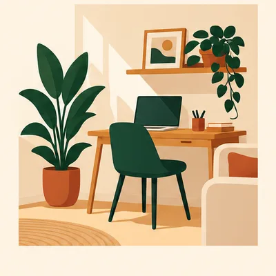 Un petit coin bureau dans l'angle d'un salon